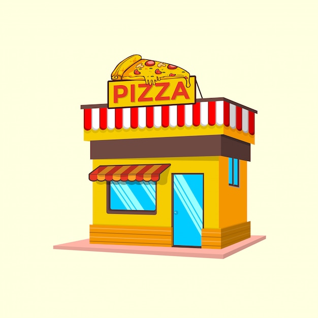 Fast food shop with pizza clipart illustration. fast food clipart concept isolated. flat cartoon style vector