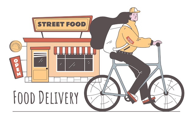 Fast food street delivery order take away food abstract concept graphic design illustration