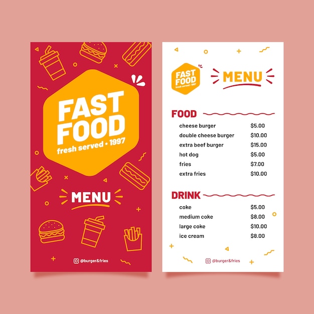 Fast food template for restaurant