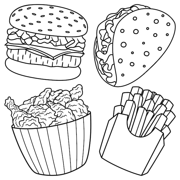 Fast Food Vector Doodle Illustration