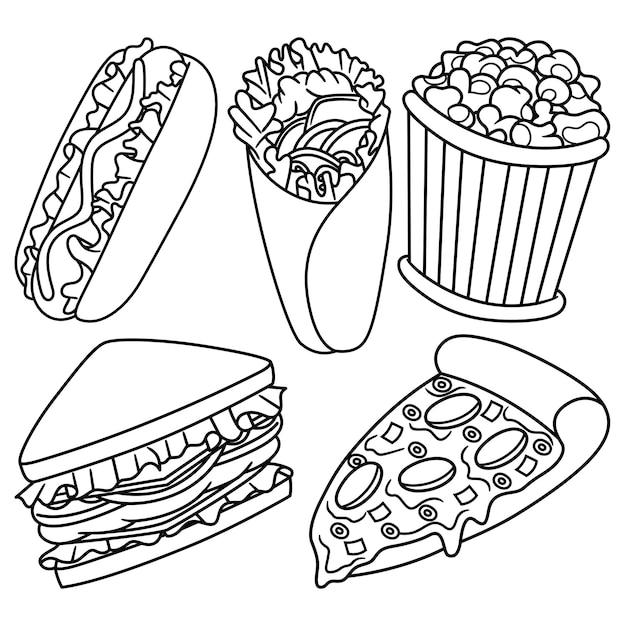 Fast Food Vector Doodle Illustration