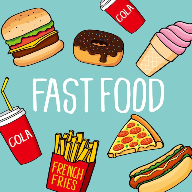 Fast Food Vector Icons. 