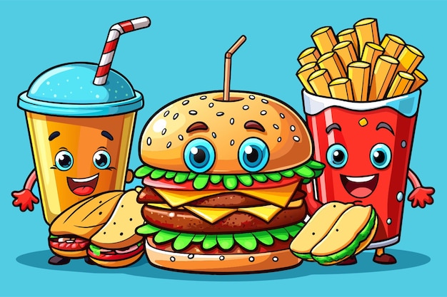 Vector fast food vector illustration cartoon