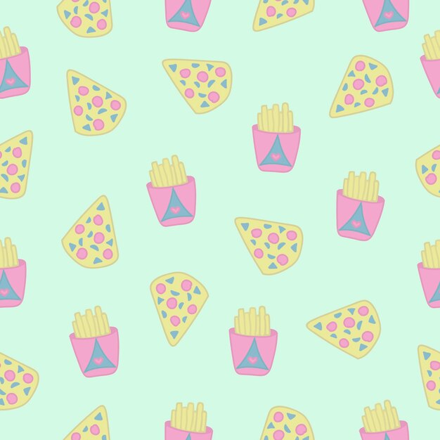 Fast food vector seamless pattern