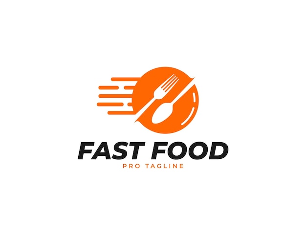 Fast food with fork and spoon restaurant or catering logo template