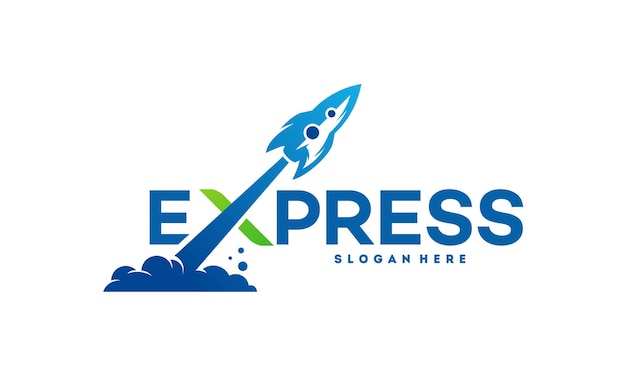 Fast Forward Express logo designs vector, Modern Express logo template, Express logo with Rocket Symbol