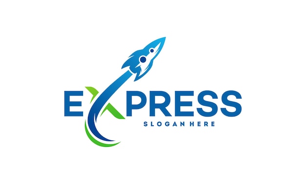 Fast Forward Express logo designs vector, Modern Express logo template, Express logo with Rocket Symbol