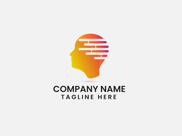 Vector fast head logo design speed fast brain human technology head vector human premium template