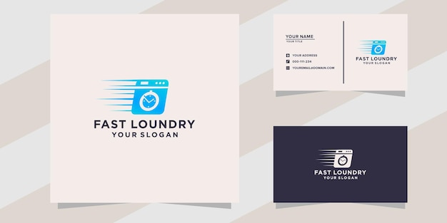 fast laundry logo with business card template