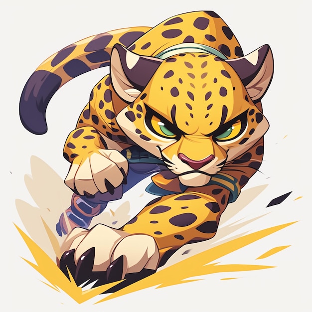 A fast leopard delivery cartoon style