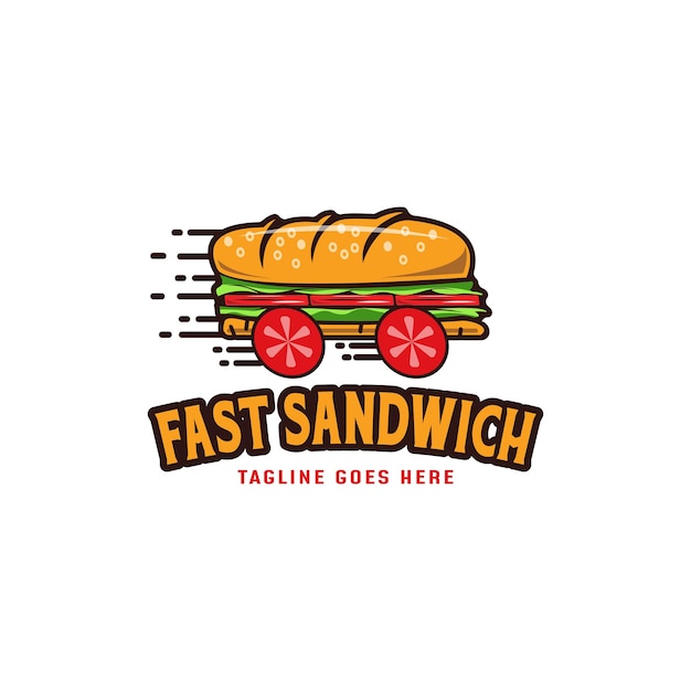 Fast Sandwich Logo Design Illustration For Fast Food Shop Premium Vector