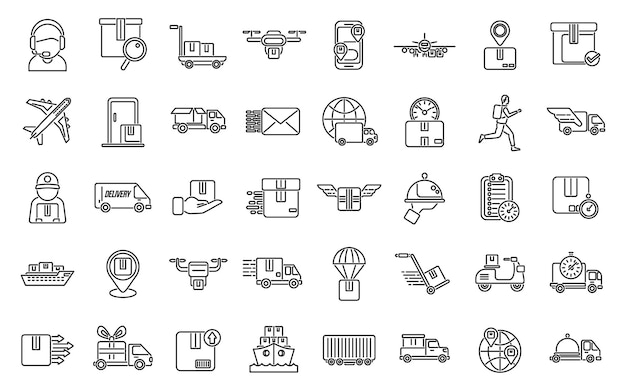 Fast shipping icons set outline vector Business cargo