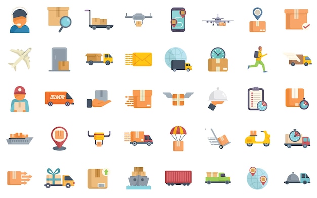 Fast shipping icons set simple vector Business cargo