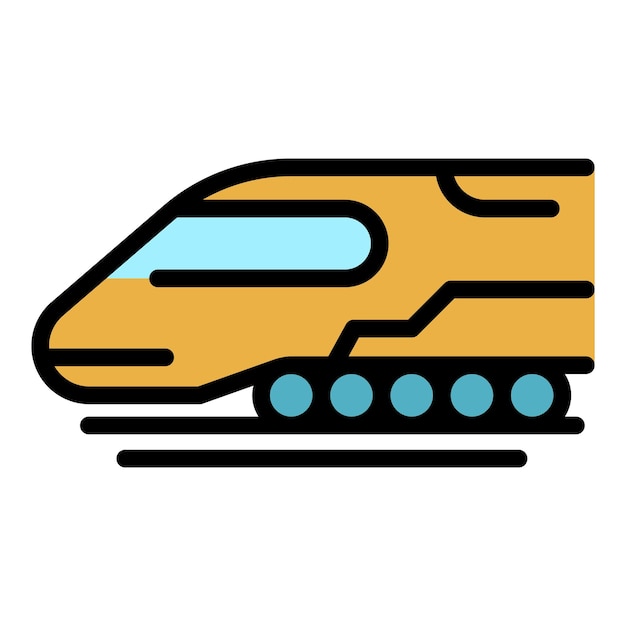 Fast train icon Outline fast train vector icon color flat isolated