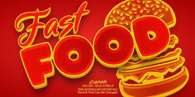 FastFood Vector Text Effect Editable Alphabet Snack Hamburger Pizza Meat