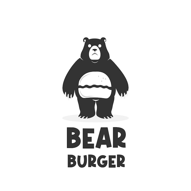 Fat Bear Burger Illustration Logo