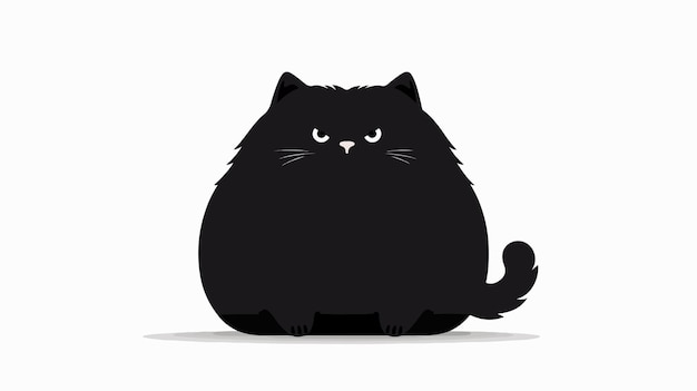 Vector fat black cat silhouette vector cartoon