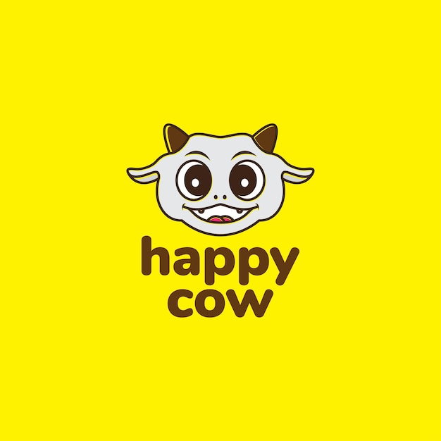 Fat cute cow logo design