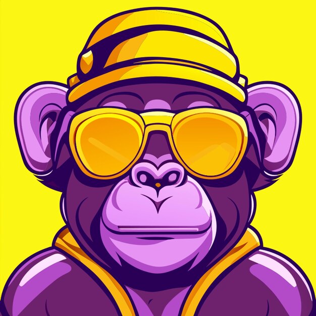 fat monkey with glases sweet vector illustration