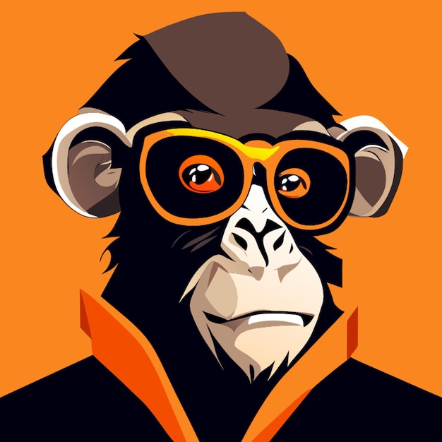 fat monkey with glases vector illustration