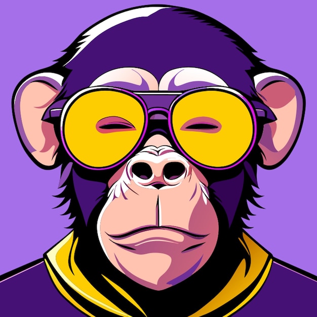 fat monkey with glases vector illustration