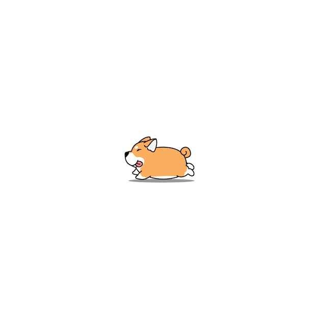 Fat shiba inu dog running cartoon icon