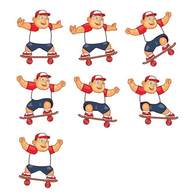 Fat Skater Boy Game Animation Sprite