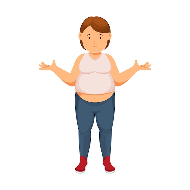 Fat woman character obesity woman cartoon