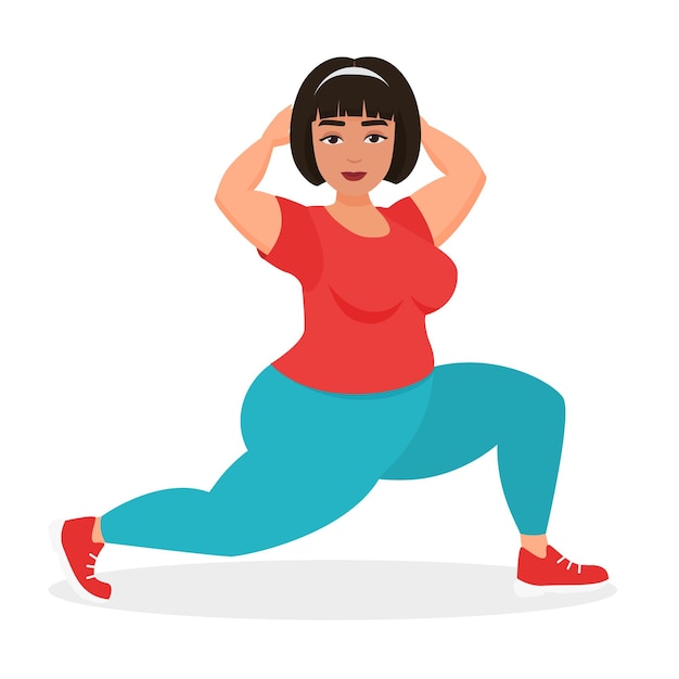 Fat woman doing stretching