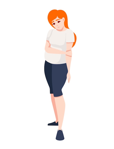 Fat women in a sport uniform concept of weight cartoon character design vector illustration