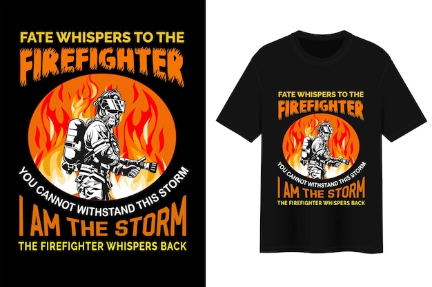 Fate Whispers To The Firefighter You Cannot Withstand This Storm.... T-Shirt Design.