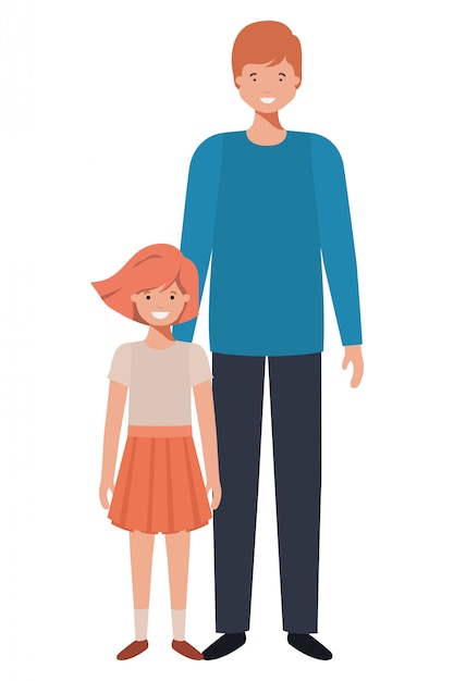 Father and daughter smiling avatar character