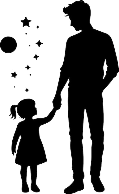 Vector father and daughter vector black color silhouette vector isolated white background