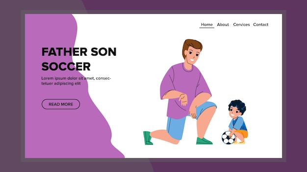 Father Explain Soccer Sport Game Rules Son Vector