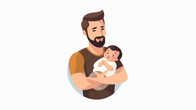 Vector father holding baby in cradle hold pose loving parenting moment