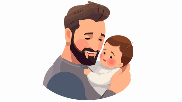 Vector father holding baby face to face pose