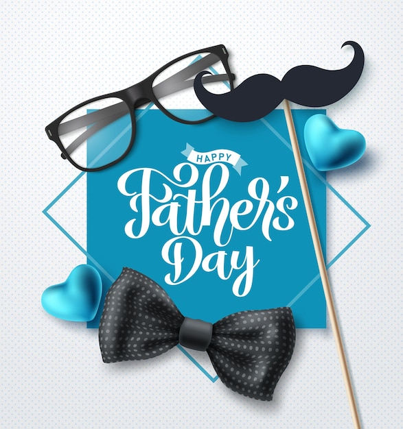 Father's day greeting vector design Happy father's day text in blue space for typography