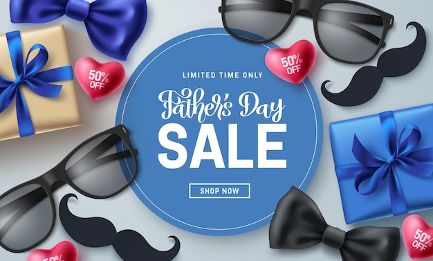 Father's day sale vector banner design Father's day limited offer discount for dad's celebration