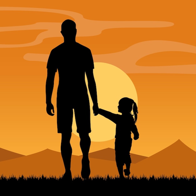 father's day silhouette vector illustration