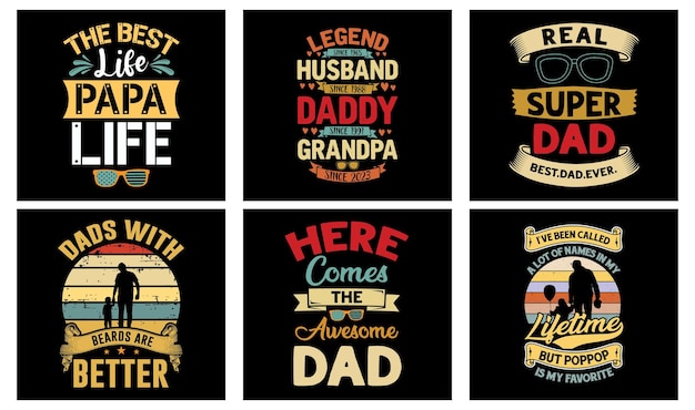 Father's Day T-shirt Design Bundle. Day t-shirt design vector. T-shirt Design Vector. Father's Day