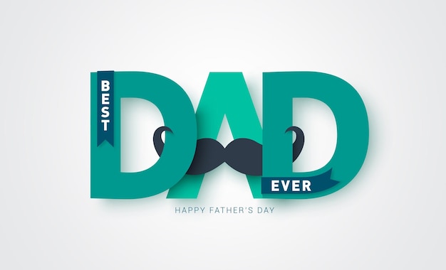 Father's day vector banner design Happy Father's day greeting text in paper cut dad typography