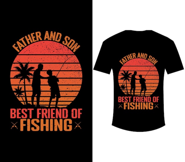 Father's Day Vintage T Shirt Design For Cool Fishing Dad