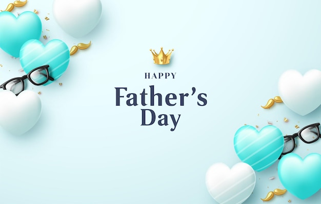 Father's day with lettering illustration on light blue background