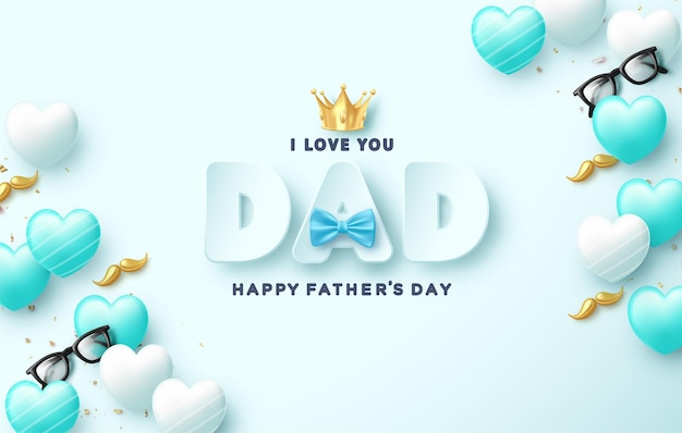 Father's day with paper cut writing illustration