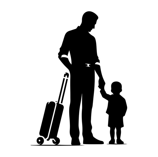 Vector father and son happy fathers day silhouette vector