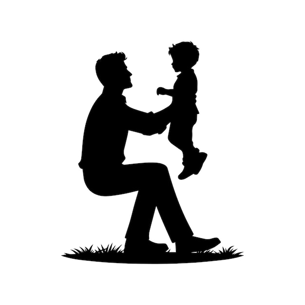 father and son vector icon illustration concept