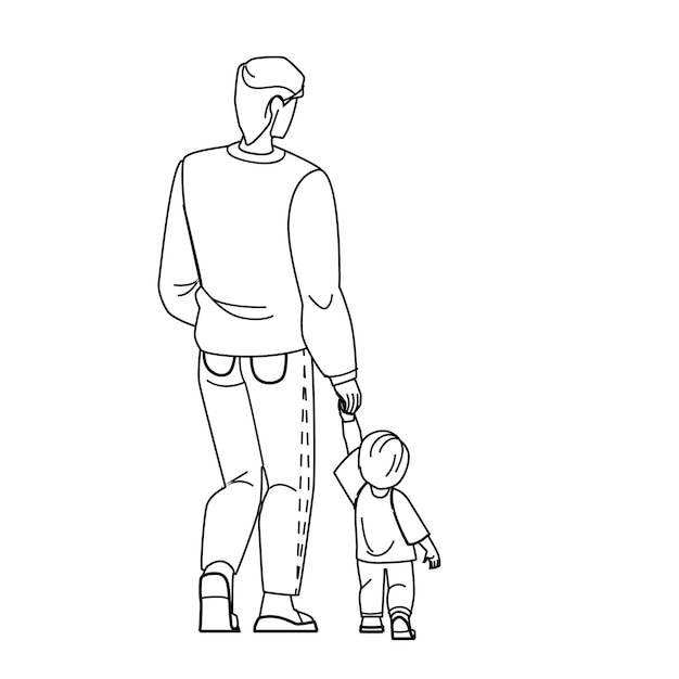 Father son walking vector