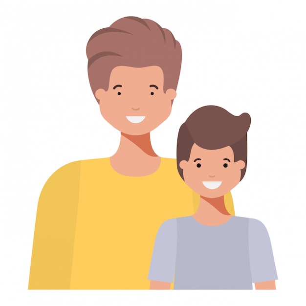 Father with his son smiling avatar character