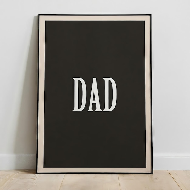 Vector fathers day card with flowers and gifts white wooden board text dad on a background gift