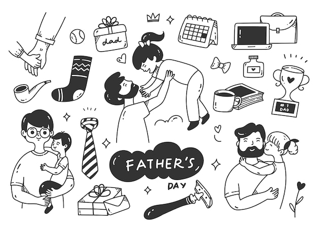 fathers day cute doodle set